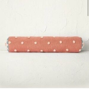 Bolster Tufted Polka Dot Decorative Throw Pillow Terracotta/Peach Opalhouse nwt